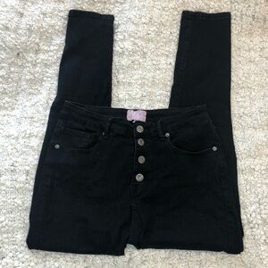 𝅺fae London Black Button Up Skinny Jeans 14